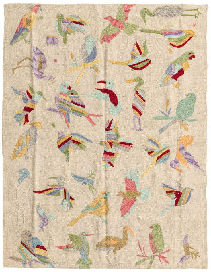 Detail image of 4' 2 x 5' 8 Hand Woven Kilim Suzani Wool Rug