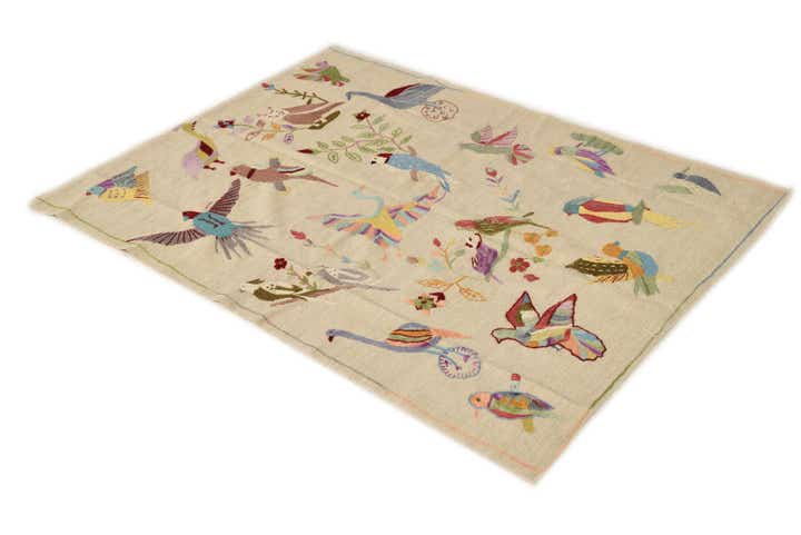 4' 2 x 5' 7 Hand Woven Kilim Suzani Wool Rug