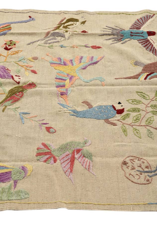 Detail image of 4' 2 x 5' 7 Hand Woven Kilim Suzani Wool Rug