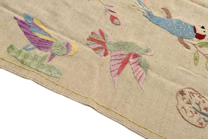4' 2 x 5' 7 Hand Woven Kilim Suzani Wool Rug