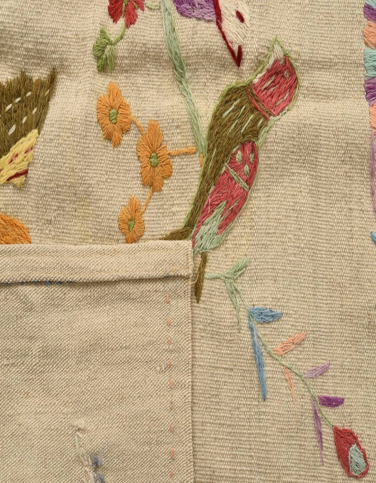 Detail image of 4' 2 x 5' 7  Hand Woven Kilim Suzani Wool Rug