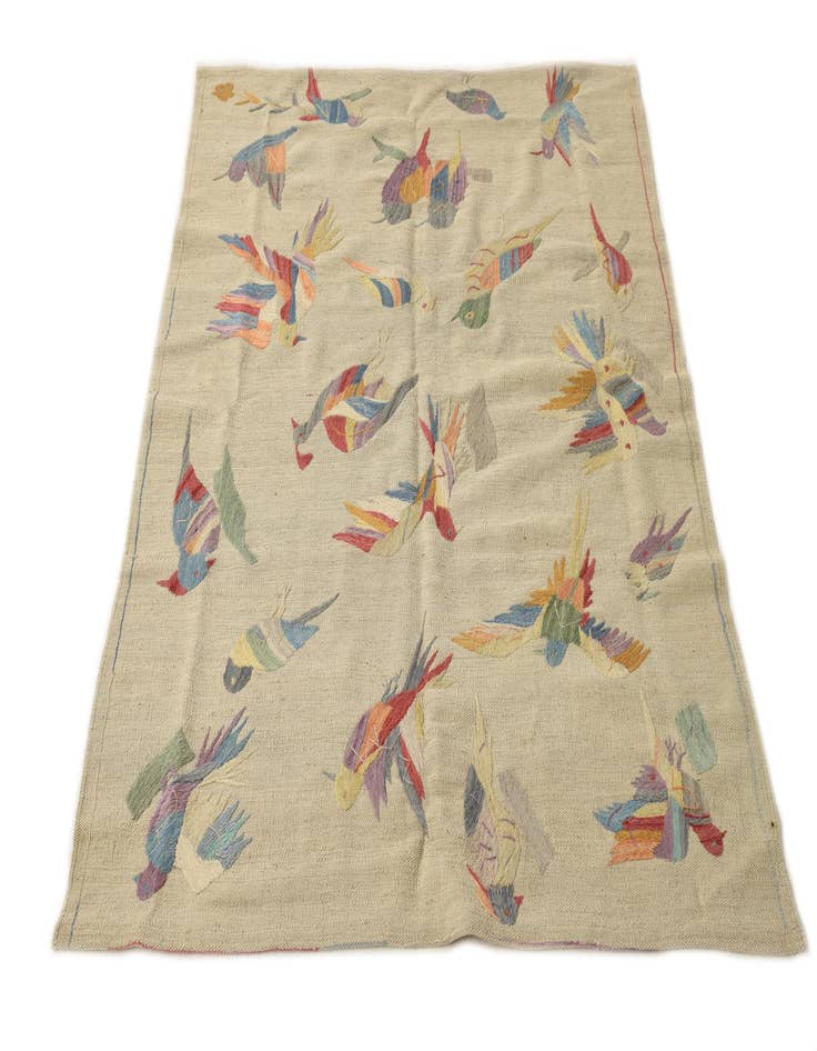 Detail image of 4' 1 x 5' 7  Hand Woven Kilim Suzani Wool Rug