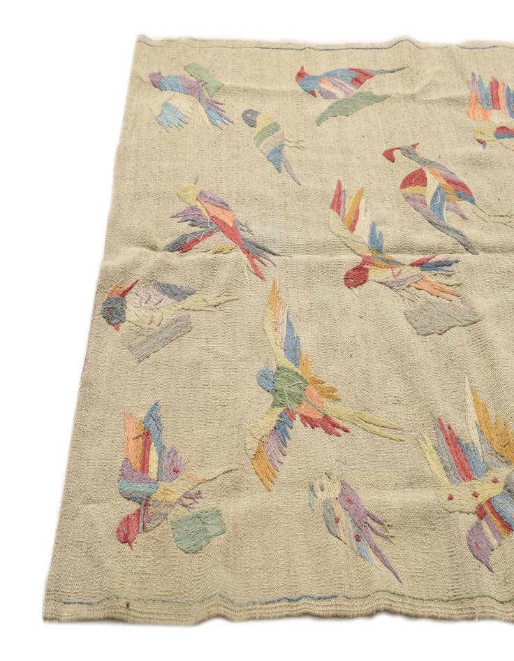 Detail image of 4' 1 x 5' 7  Hand Woven Kilim Suzani Wool Rug