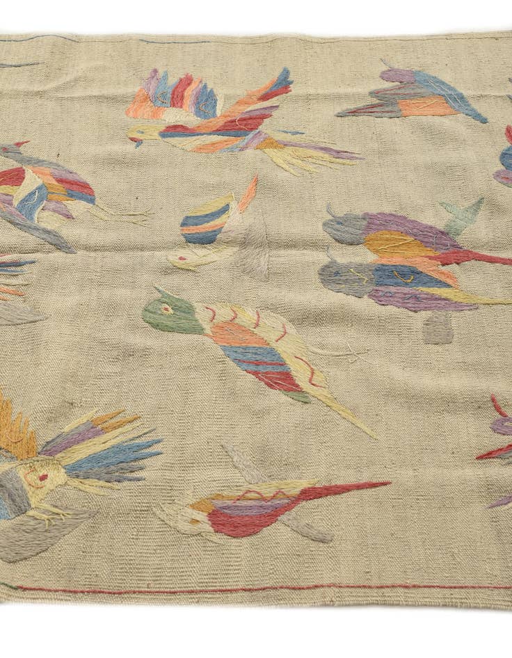 Detail image of 4' 1 x 5' 7  Hand Woven Kilim Suzani Wool Rug