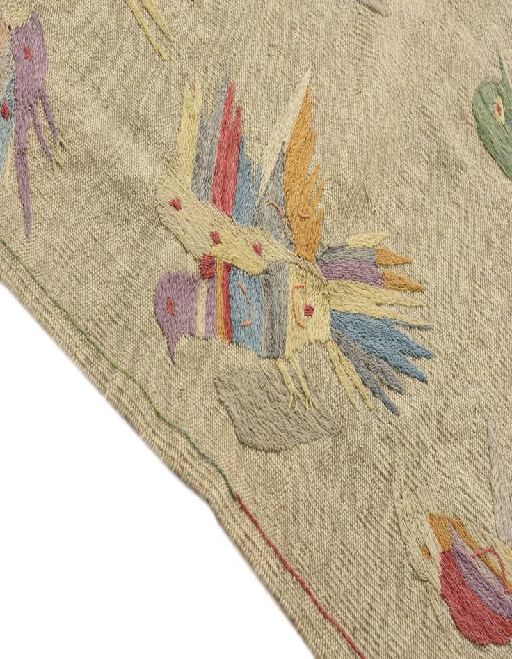 Detail image of 4' 1 x 5' 7  Hand Woven Kilim Suzani Wool Rug