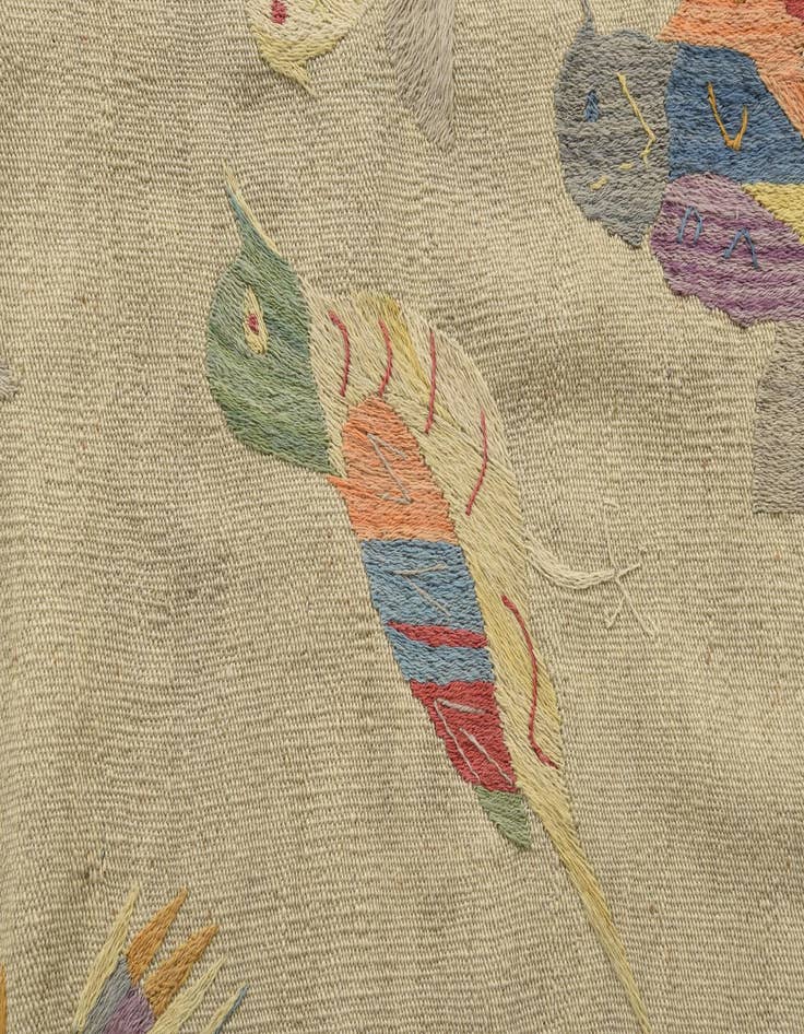 Detail image of 4' 1 x 5' 7  Hand Woven Kilim Suzani Wool Rug