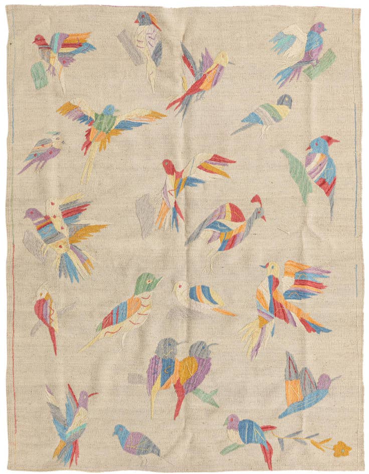 Detail image of 4' 1 x 5' 7 Hand Woven Kilim Suzani Wool Rug
