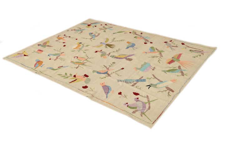 5' 8 x 7' 6 Hand Woven Kilim Suzani Wool Rug