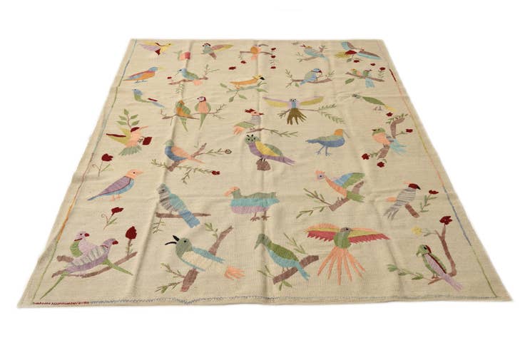 Detail image of 5' 8 x 7' 6 Hand Woven Kilim Suzani Wool Rug