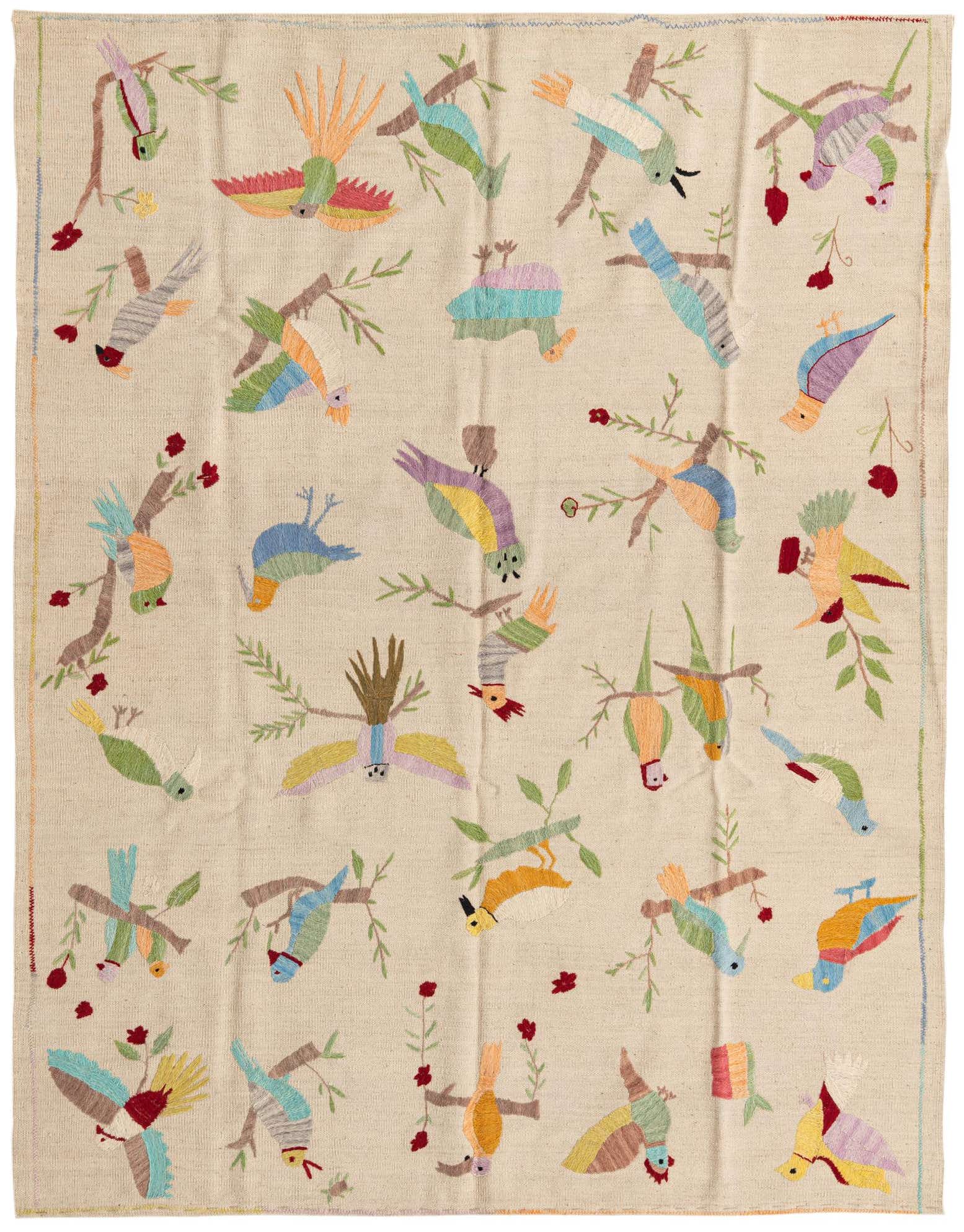 5' 8 x 7' 6 Hand Woven Kilim Suzani Wool Rug