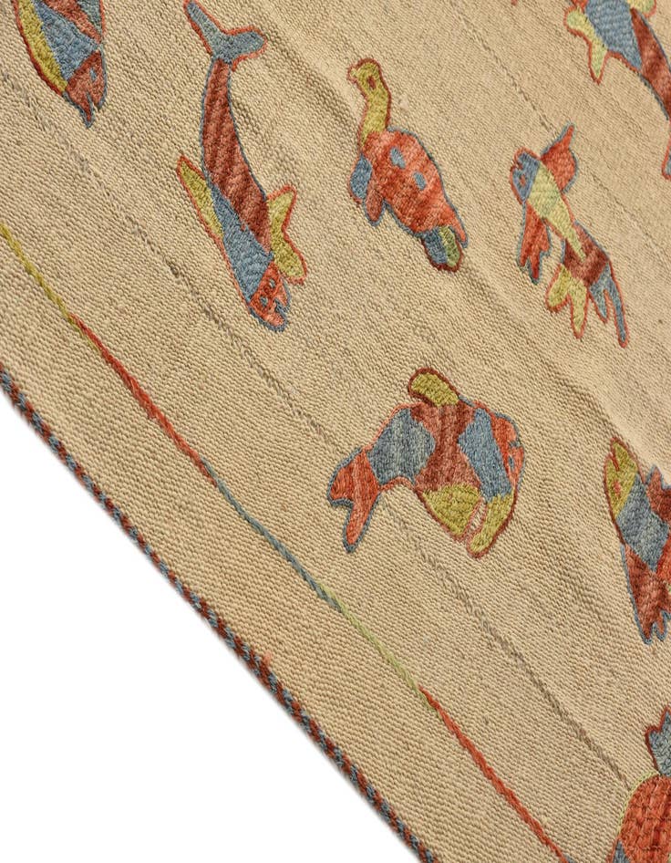 Detail image of 5' 2 x 6' 8  Hand Woven Kilim Suzani Wool Rug