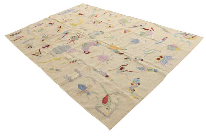 6' 3 x 9' 4 Hand Woven Kilim Suzani Wool Rug