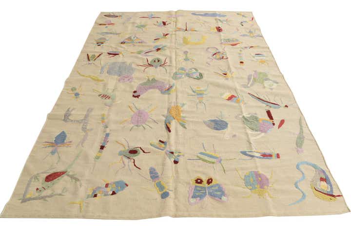 6' 3 x 9' 4 Hand Woven Kilim Suzani Wool Rug