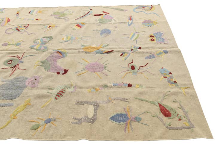Detail image of 6' 3 x 9' 4 Hand Woven Kilim Suzani Wool Rug