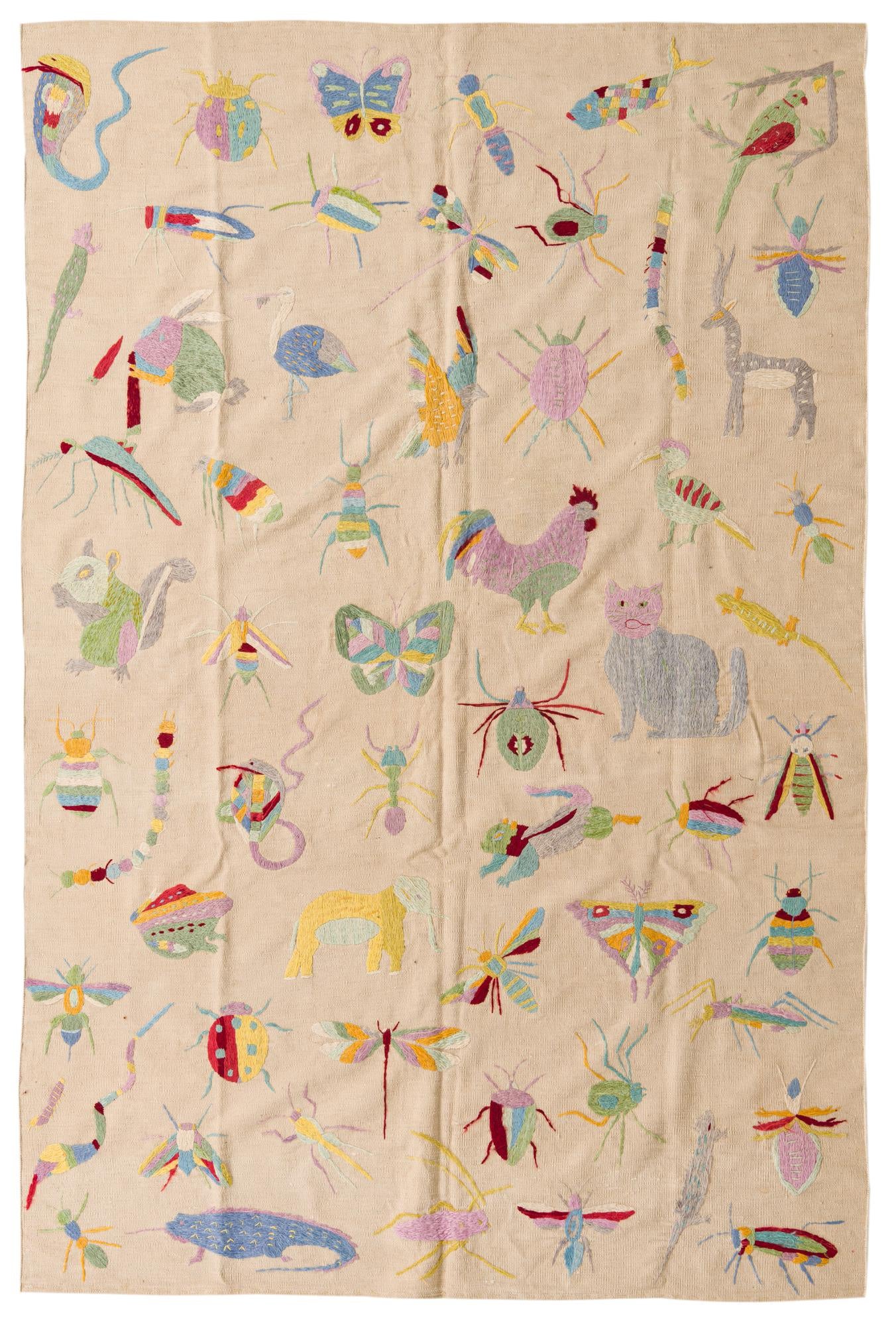 6' 3 x 9' 4 Hand Woven Kilim Suzani Wool Rug