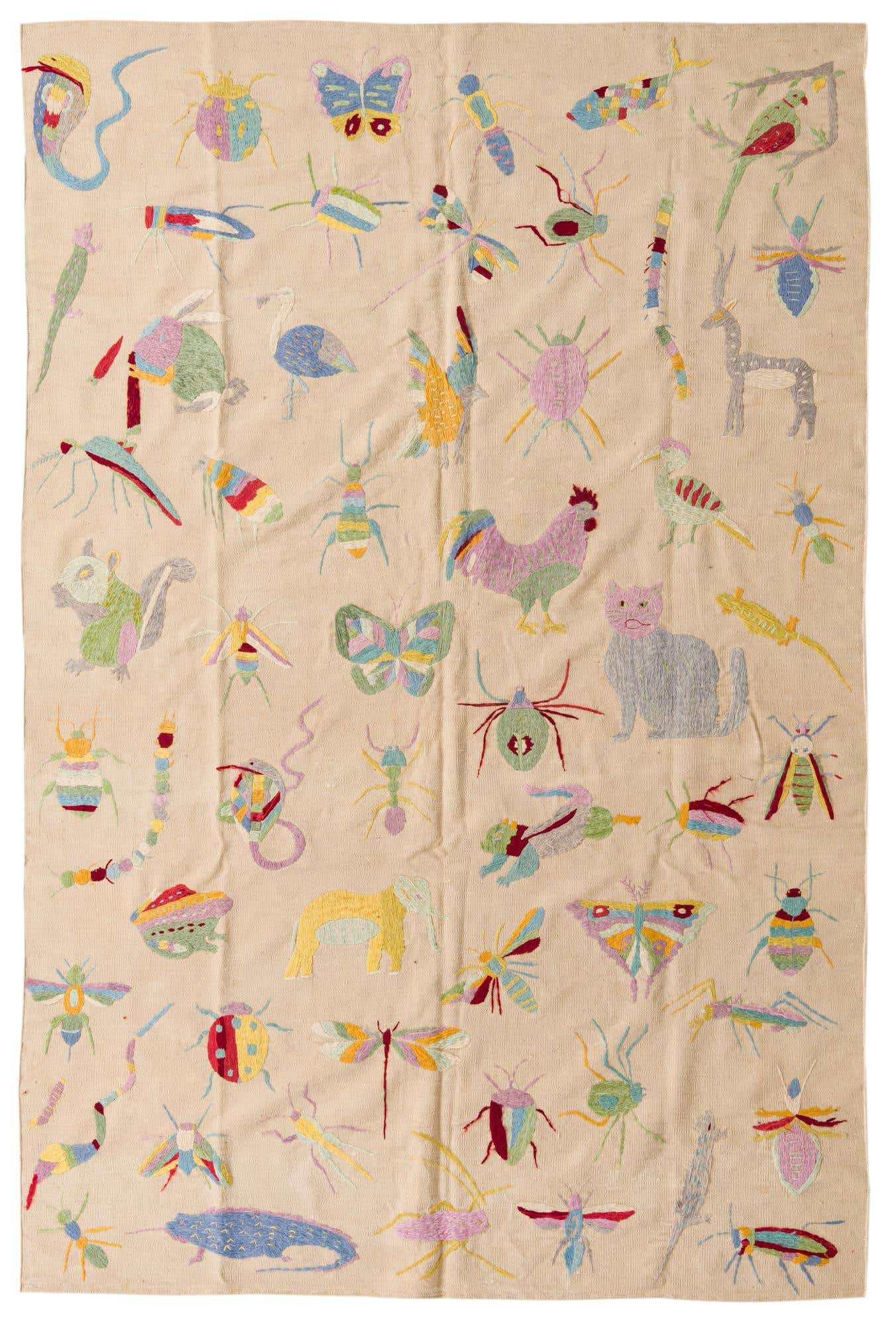 6' 3 x 9' 4 Hand Woven Kilim Suzani Wool Rug