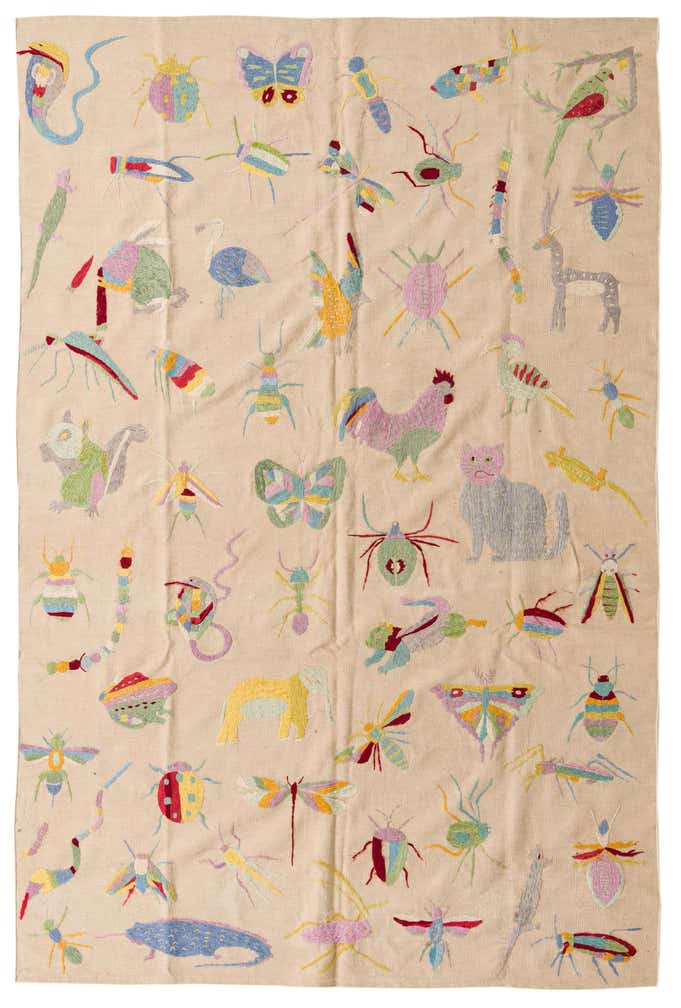 6' 3 x 9' 4 Hand Woven Kilim Suzani Wool Rug