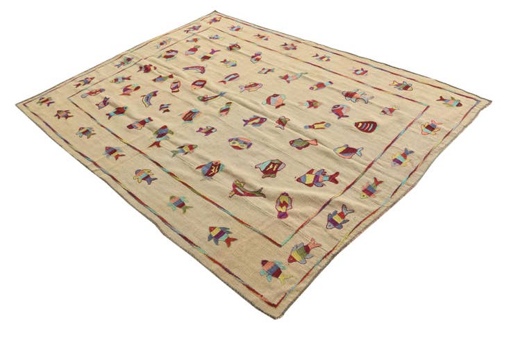 Detail image of 5' 9 x 7' 7 Hand Woven Kilim Suzani Wool Rug