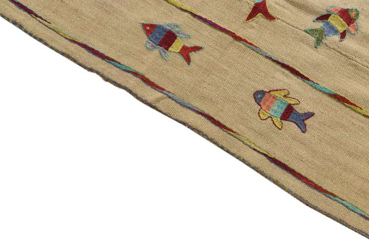 5' 9 x 7' 7 Hand Woven Kilim Suzani Wool Rug