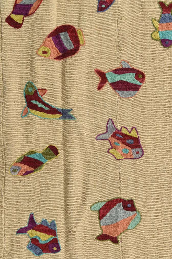 5' 9 x 7' 7 Hand Woven Kilim Suzani Wool Rug