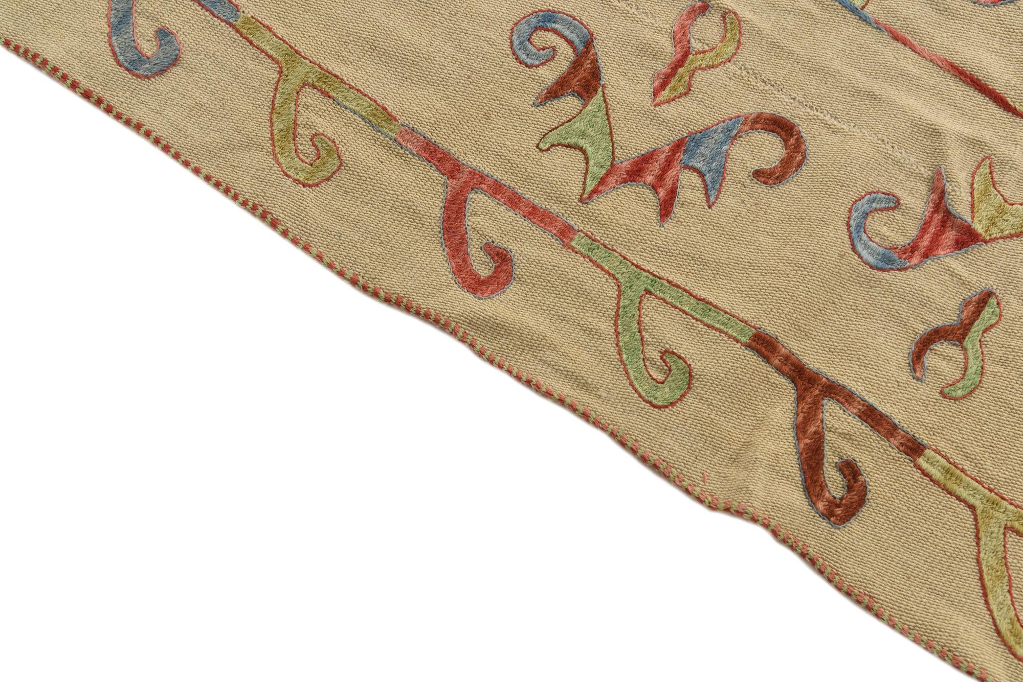 5' 6 x 7' 7 Hand Woven Kilim Suzani Wool Rug