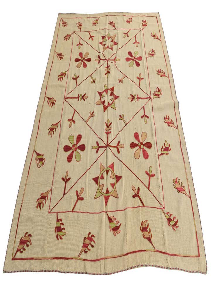 5' 10 x 7' 3 Hand Woven Kilim Suzani Wool Rug