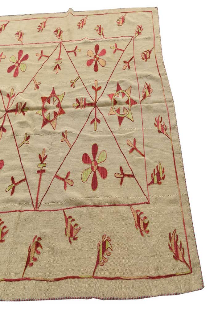 5' 10 x 7' 3 Hand Woven Kilim Suzani Wool Rug