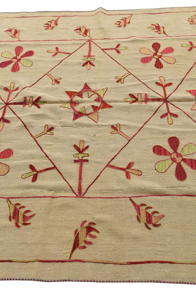 5' 10 x 7' 3 Hand Woven Kilim Suzani Wool Rug