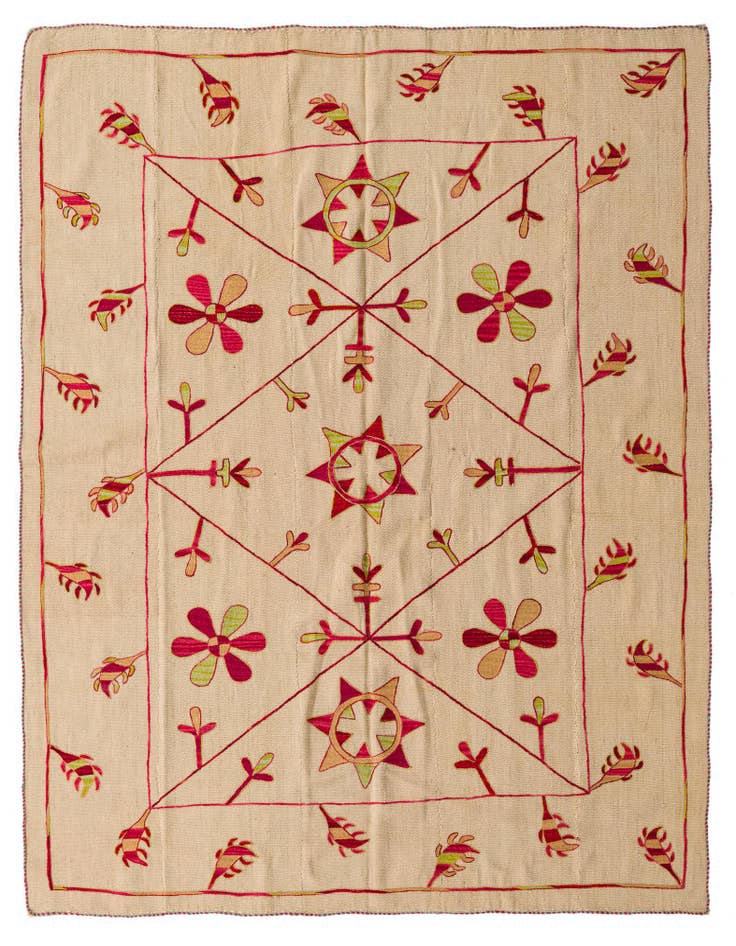 Detail image of 5' 10 x 7' 3 Hand Woven Kilim Suzani Wool Rug