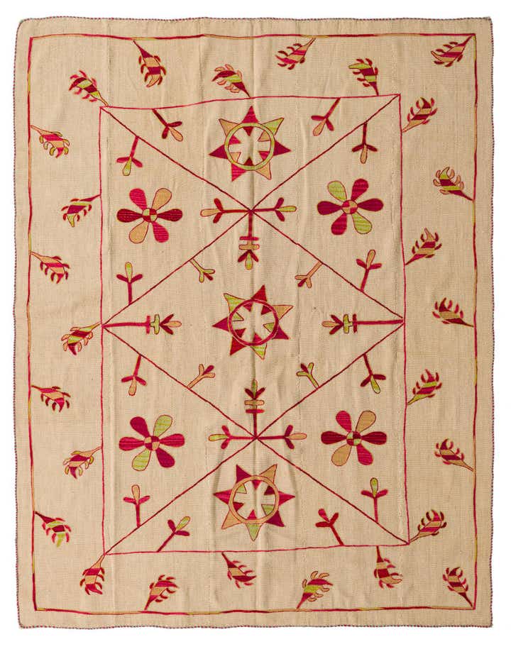 5' 10 x 7' 3 Hand Woven Kilim Suzani Wool Rug