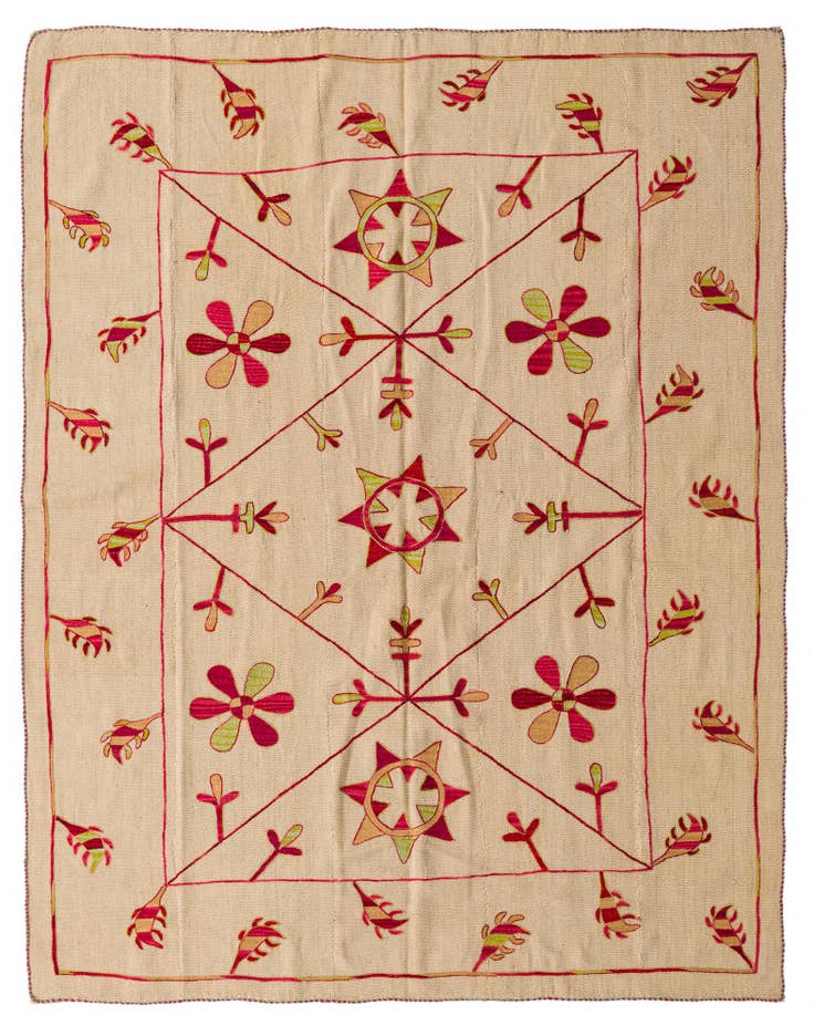 Detail image of 5' 10 x 7' 3 Hand Woven Kilim Suzani Wool Rug