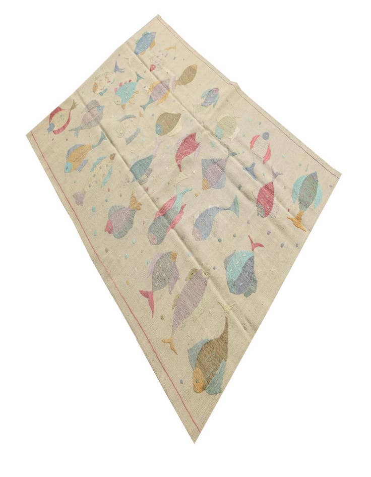 Detail image of 4' 2 x 5' 10  Hand Woven Kilim Suzani Wool Rug