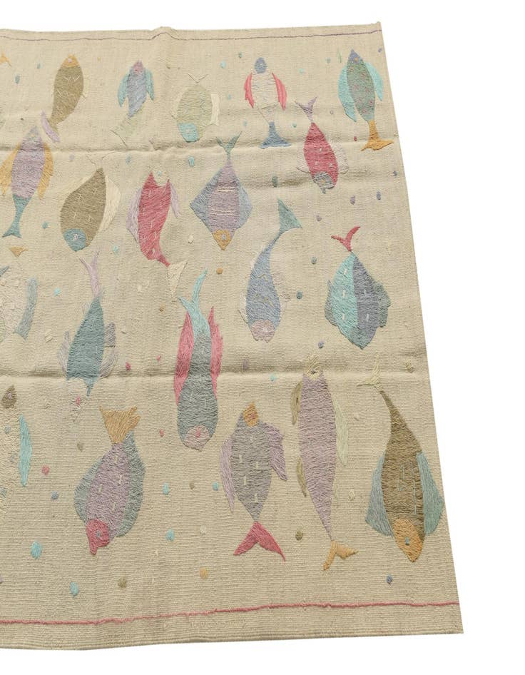 Detail image of 4' 2 x 5' 10  Hand Woven Kilim Suzani Wool Rug