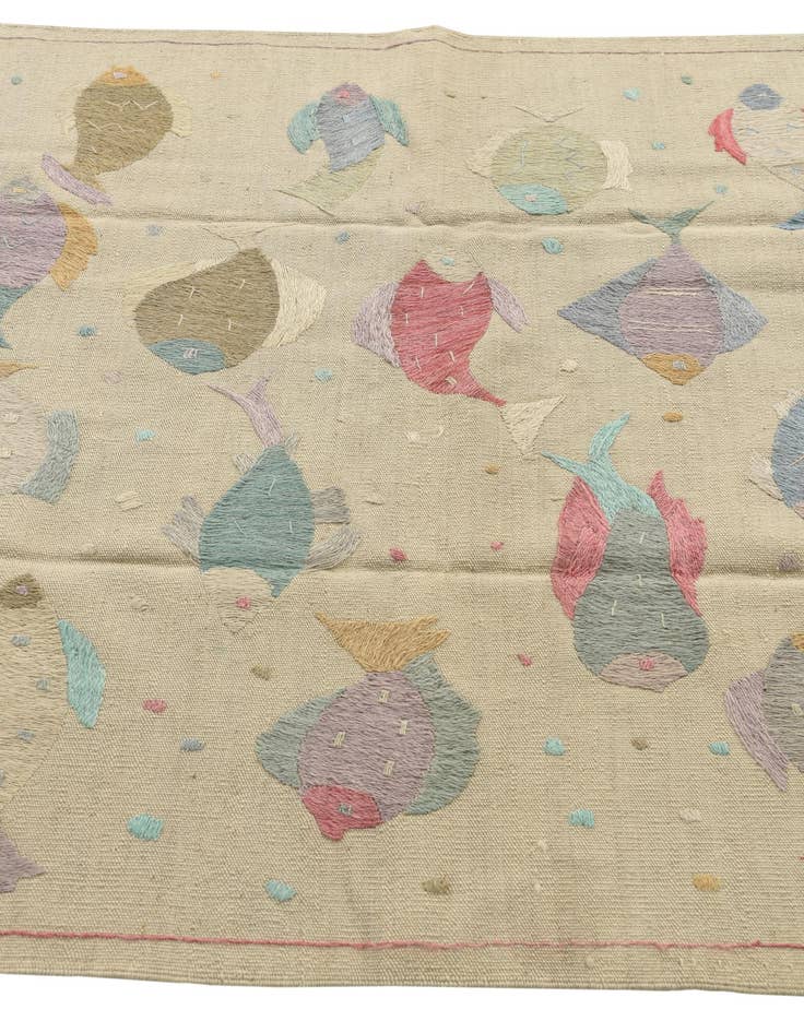 Detail image of 4' 2 x 5' 10  Hand Woven Kilim Suzani Wool Rug