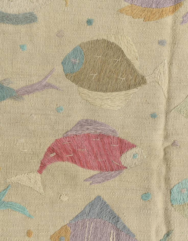 Detail image of 4' 2 x 5' 10  Hand Woven Kilim Suzani Wool Rug