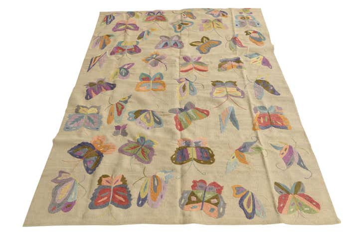 4' 8 x 6' 5 Hand Woven Kilim Suzani Wool Rug