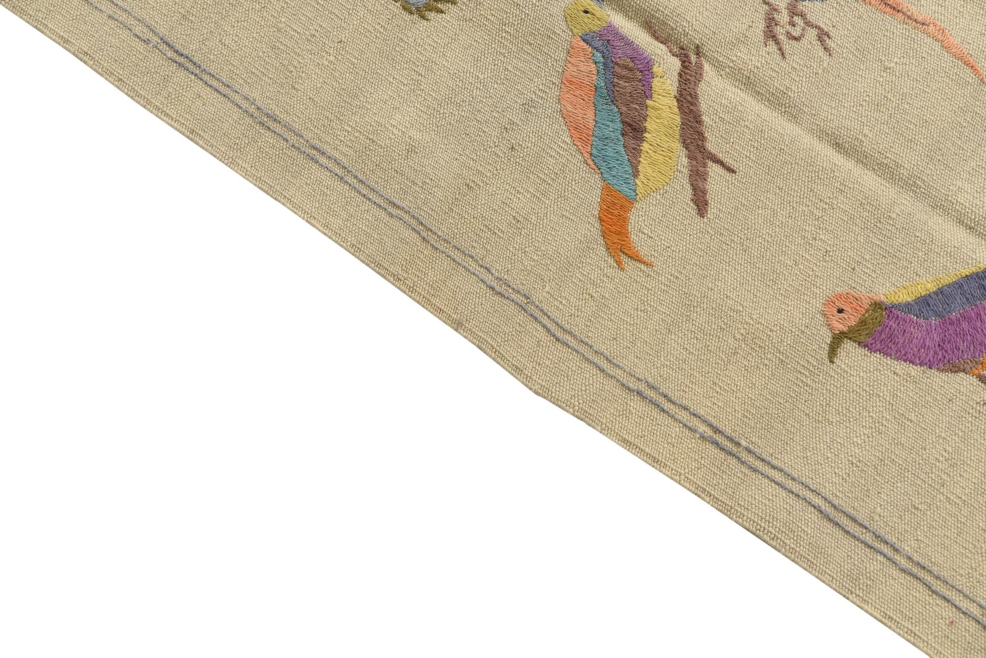 4' 2 x 5' 9 Hand Woven Kilim Suzani Wool Rug