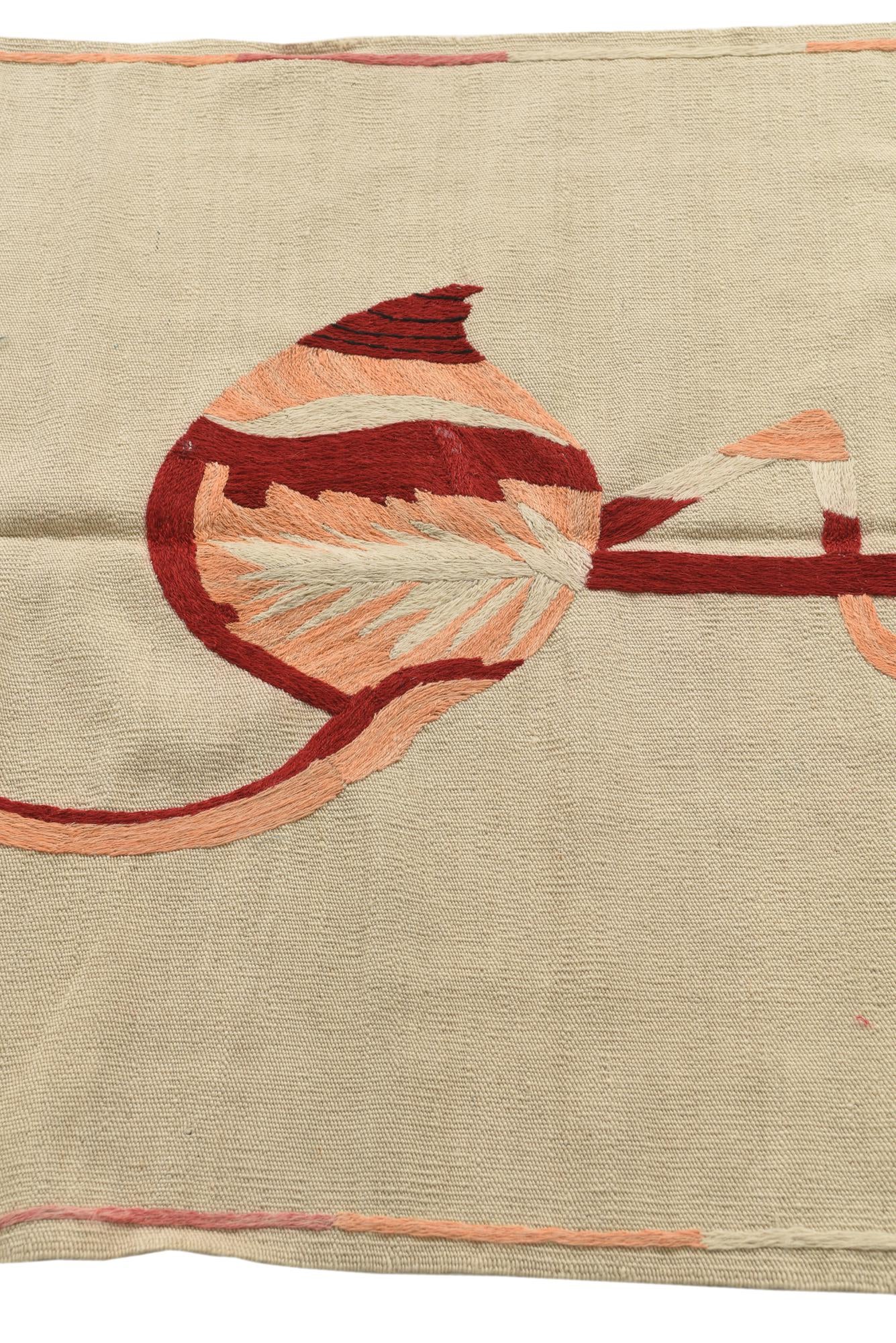 3' 4 x 4' 7 Hand Woven Kilim Suzani Wool Rug