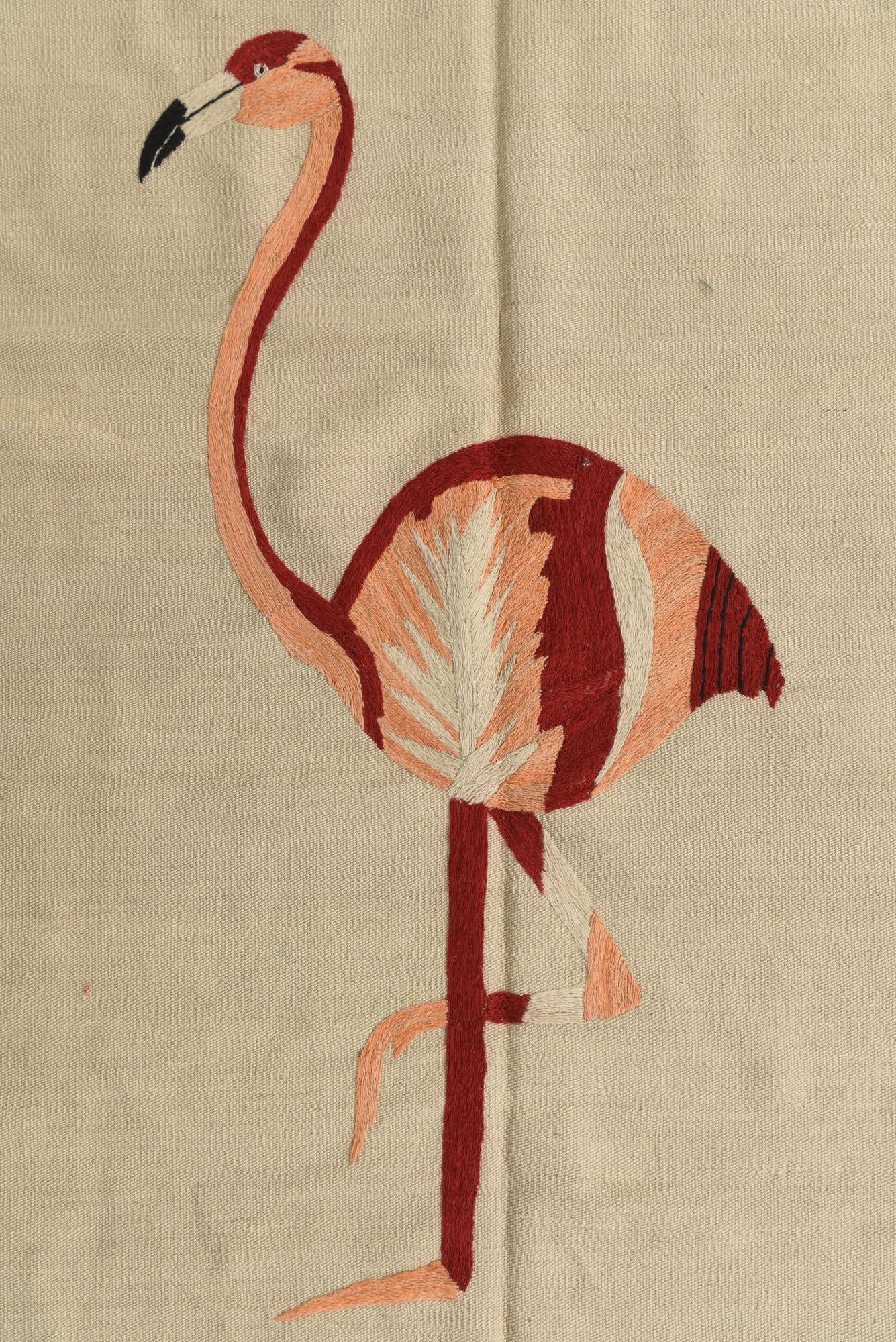 3' 4 x 4' 7 Hand Woven Kilim Suzani Wool Rug