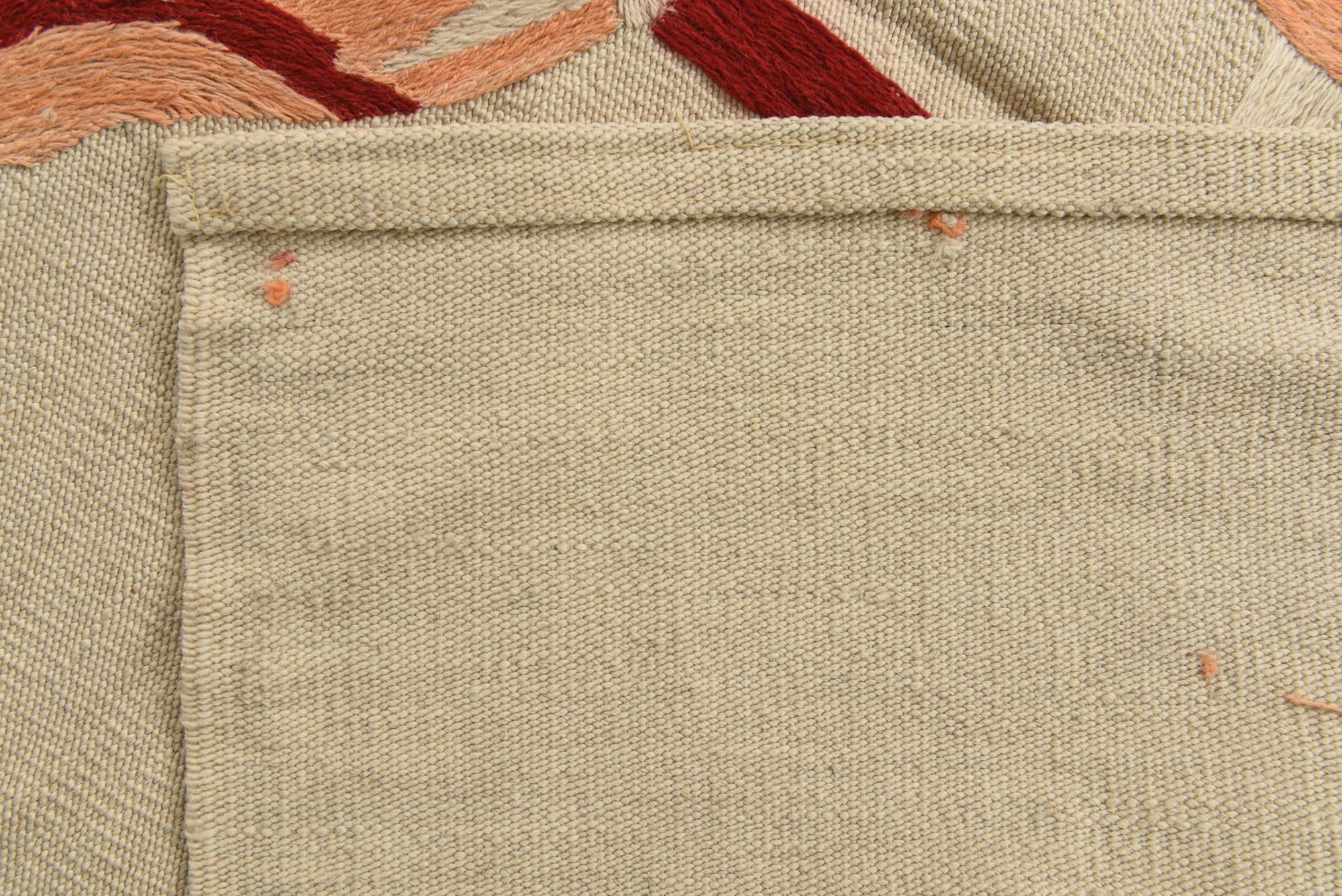 3' 4 x 4' 7 Hand Woven Kilim Suzani Wool Rug