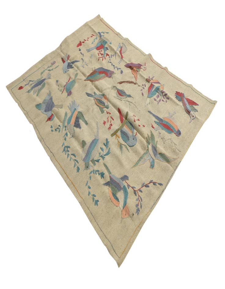 Detail image of 4' 2 x 5' 7  Hand Woven Kilim Suzani Wool Rug