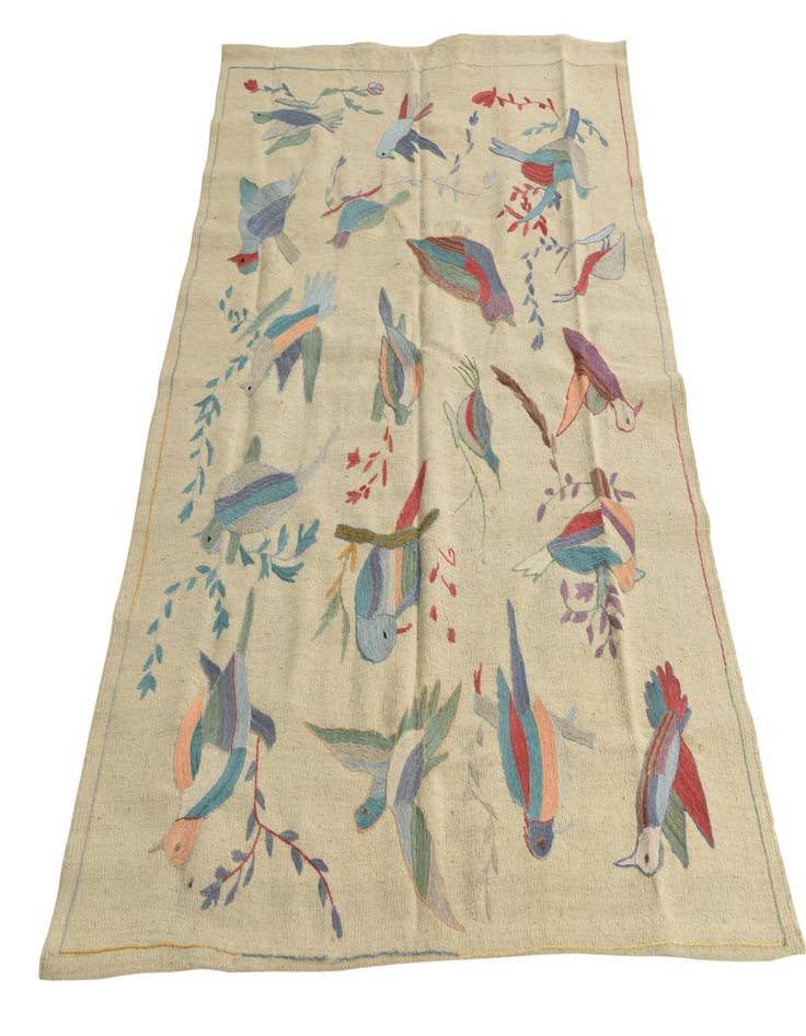 Detail image of 4' 2 x 5' 7  Hand Woven Kilim Suzani Wool Rug