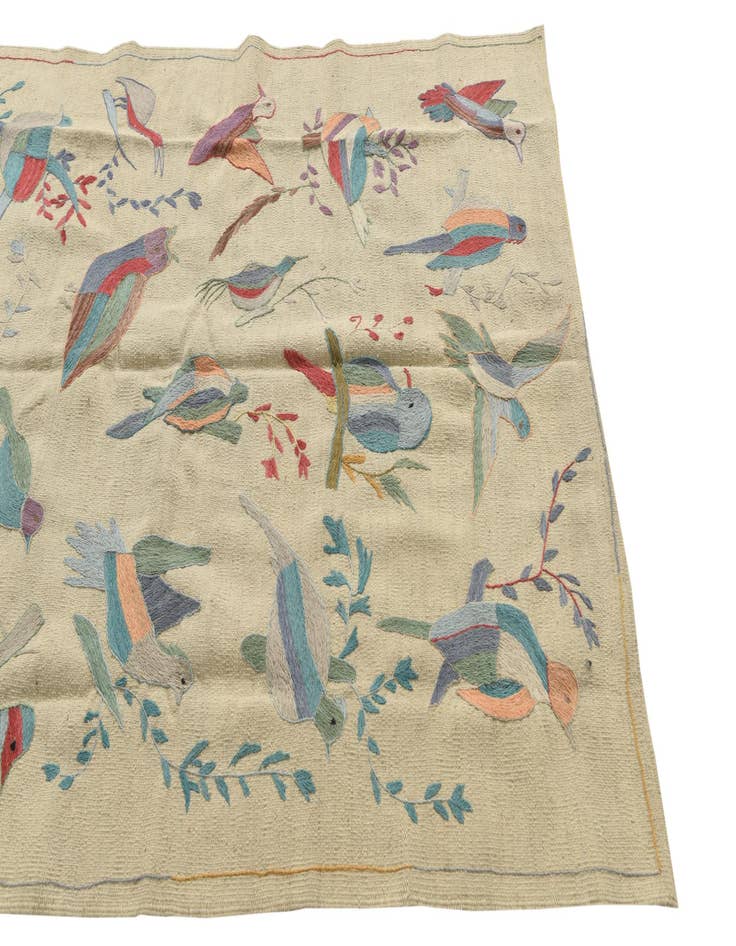 Detail image of 4' 2 x 5' 7  Hand Woven Kilim Suzani Wool Rug