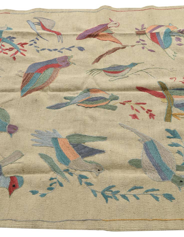 Detail image of 4' 2 x 5' 7  Hand Woven Kilim Suzani Wool Rug