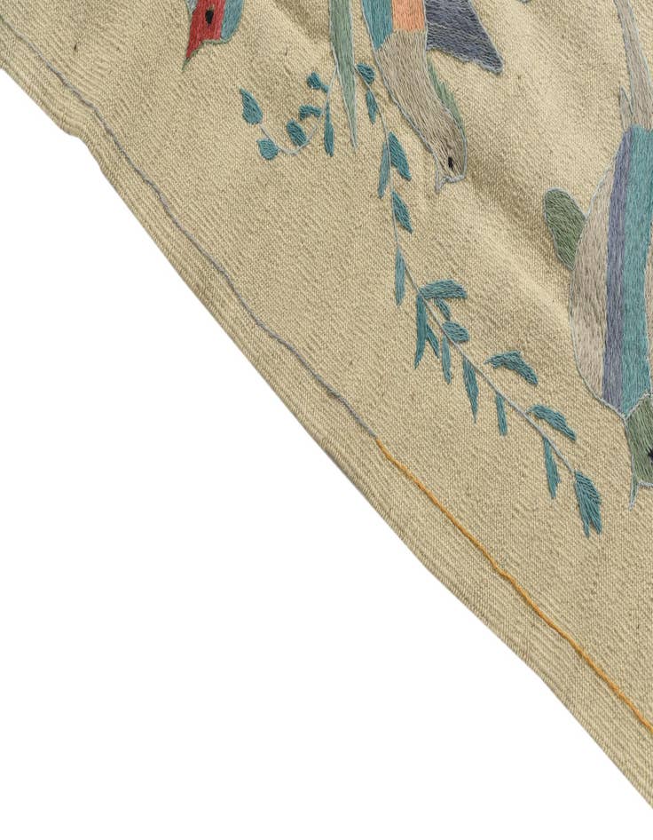 Detail image of 4' 2 x 5' 7  Hand Woven Kilim Suzani Wool Rug