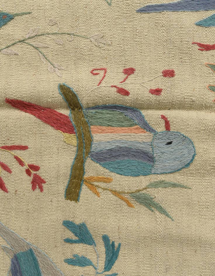 Detail image of 4' 2 x 5' 7  Hand Woven Kilim Suzani Wool Rug