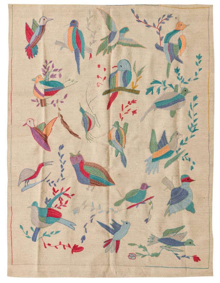Detail image of 4' 2 x 5' 7 Hand Woven Kilim Suzani Wool Rug