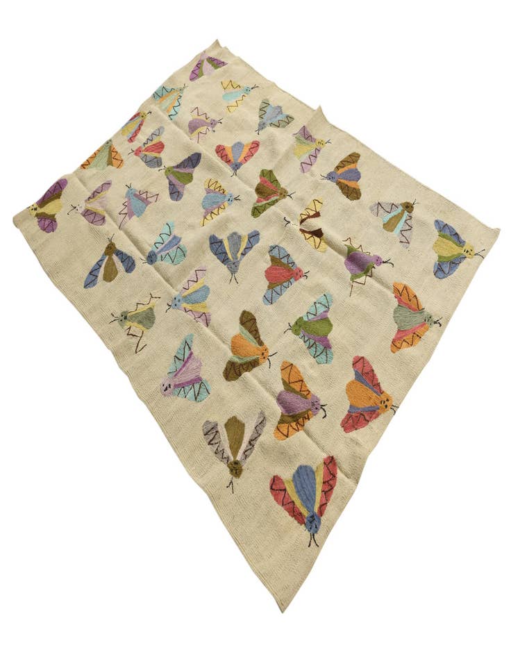 Detail image of 4' 1 x 5' 7  Hand Woven Kilim Suzani Wool Rug