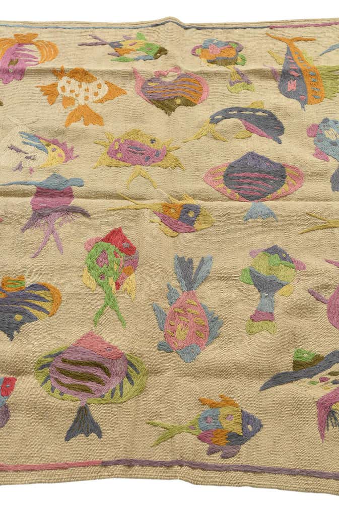 4' x 5' 8 Hand Woven Kilim Suzani Wool Rug