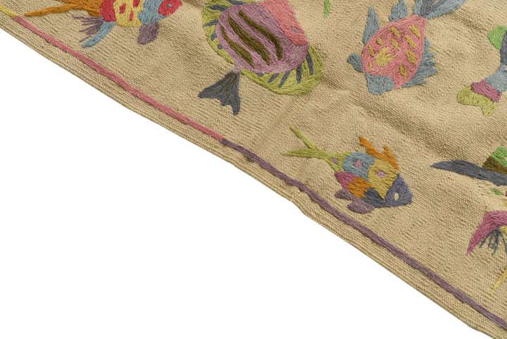 4' x 5' 8 Hand Woven Kilim Suzani Wool Rug